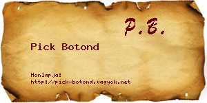 Pick Botond névjegykártya